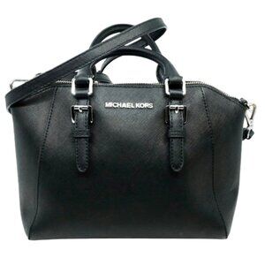 MICHAEL KORS~Ciara~Medium Saffiano Leather Black Satchel Crossbody Purse **SOLD*